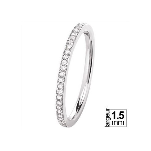 Alliance femme en Or blanc sertie 28 diamants poids 0.14 ct - BA