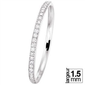 Alliance femme Or blanc diamant - Alliance de mariage Femme...