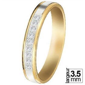 Alliance Or blanc Diamant - Alliance de mariage 2 Ors...