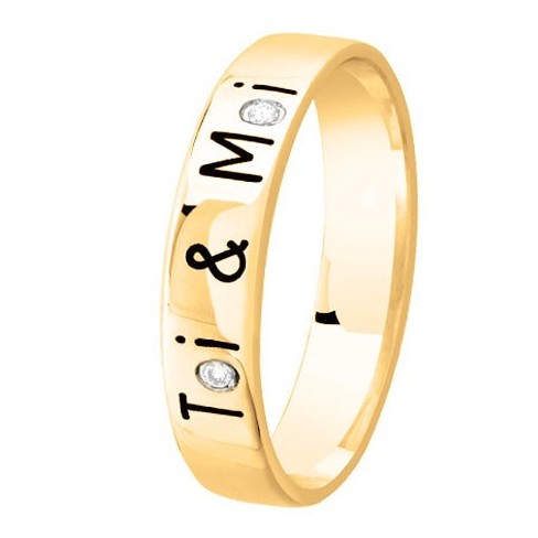 Alliance de mariage Or jaune Diamant gravée Toi & Moi Alliance de mariage Or jaune Diamant gravée Toi & Moi