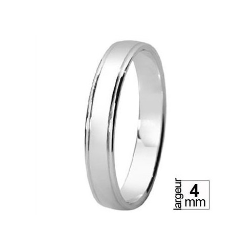 Alliance de mariage pas chère femme et homme en Argent Blanc taille 52