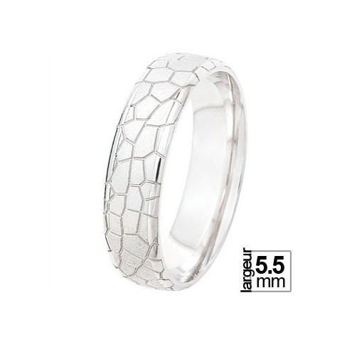 Alliance de mariage Croco en Or blanc