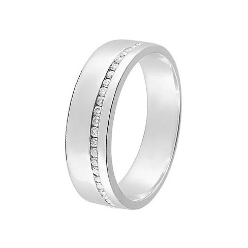 Alliance de mariage Or blanc 750ème et diamants 