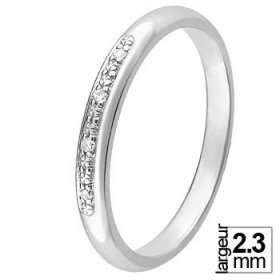 Alliance Or blanc Diamant - Alliance de mariage Or...