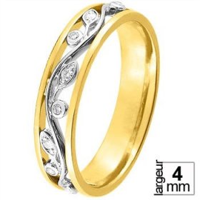 Or jaune, rose & Diamant créatives - Alliance de mariage 2 Ors...