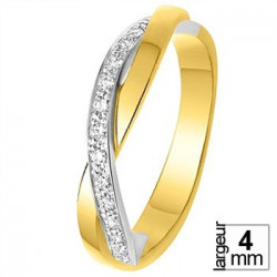 Alliance de mariage Or jaune, Or blanc sertie de 13 diamants-11770692B