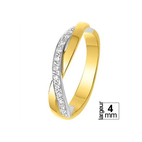 Alliance de mariage Or jaune, Or blanc sertie de 13 diamants-11770692B