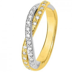 Alliance de mariage pour femme en Or jaune, Or blanc avec 27 diamants