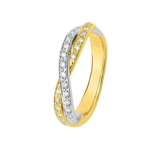 Alliance de mariage pour femme en Or jaune, Or blanc avec 27 diamants