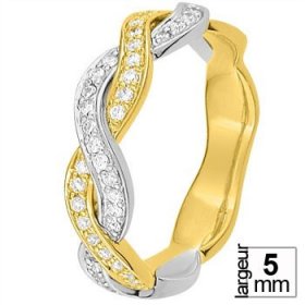 Or jaune, rose & Diamant créatives - Alliance de mariage 2 Ors...