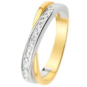 Or jaune, rose & Diamant créatives - Alliance de mariage 2 Ors...