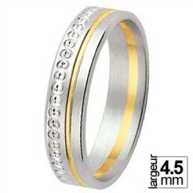 Alliance homme Or blanc - Alliance de mariage 2 Ors 750