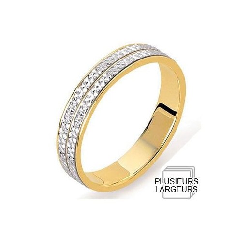 Alliance Or jaune avec Platine diamanté - 04030978K