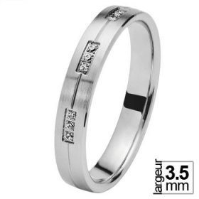 Les motifs lignes - Alliance de mariage Palladium Diamant