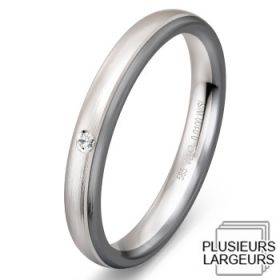 Alliance homme Diamant - Alliance de mariage Or blanc Or gris et Diamant
