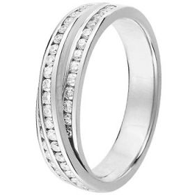 Or blanc & Diamant créatives - Alliance de mariage Or blanc 750 Diamant