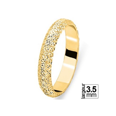 Jolie alliance de mariage femme éclatante Or jaune et effet diamanté