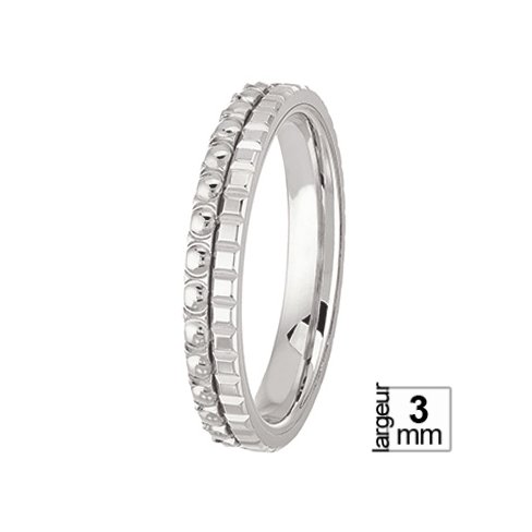 Alliance de mariage Or blanc motif chocolat et perles Alliance de mariage Or blanc motif chocolat et perles