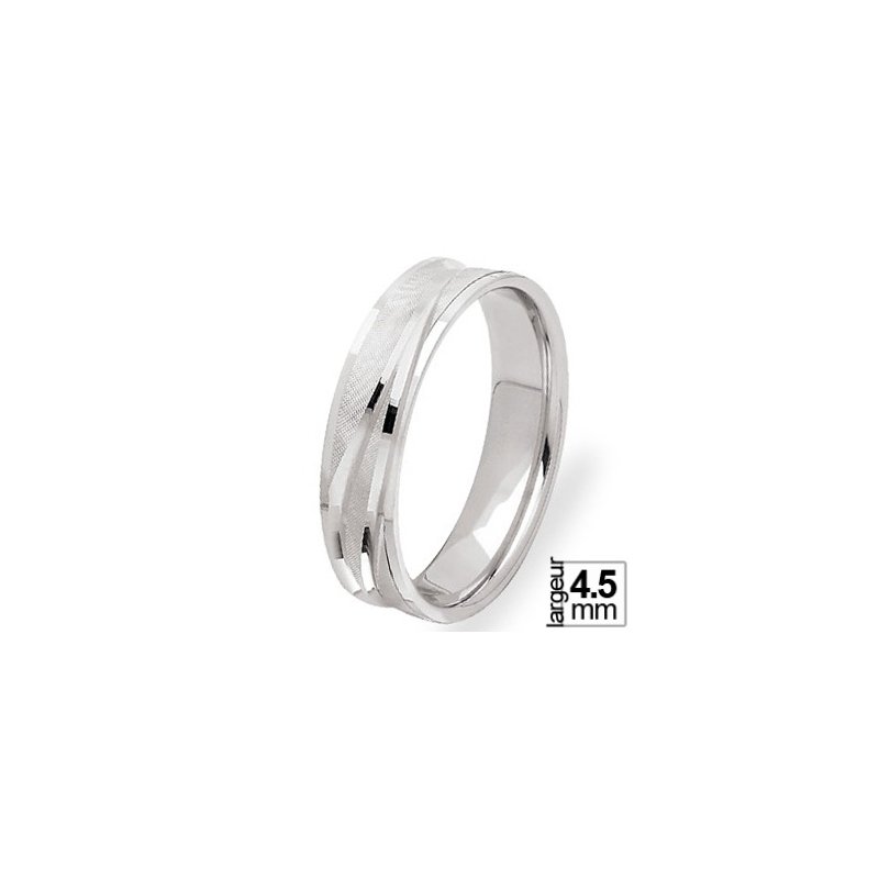 Alliance de mariage Or blanc 4,5 mm de largeur