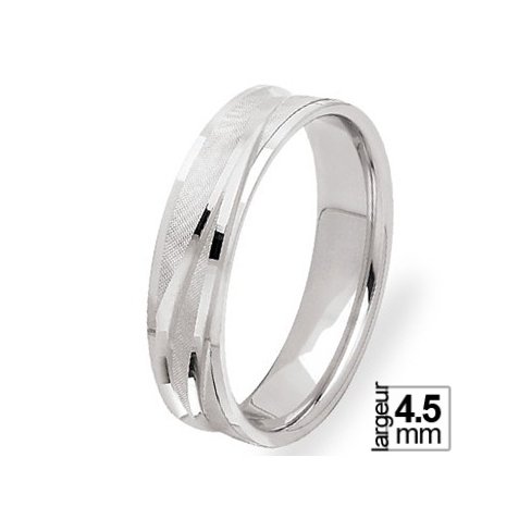 Alliance de mariage Or blanc 4,5 mm de largeur