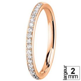 Alliance de mariage Or rose et Diamant, largeur 2 mm