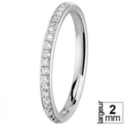 Alliance de mariage en Or blanc et Diamant de 2 mm de largeur