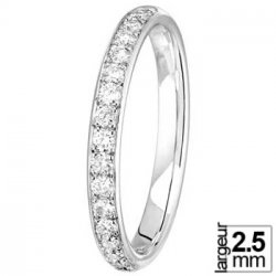 Alliance de mariage Or blanc et Diamant largeur 2,5 mm