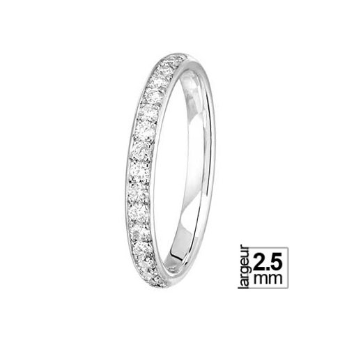 Alliance de mariage Or blanc et Diamant largeur 2,5 mm
