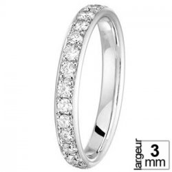 Alliance de mariage Or blanc et Diamant de 3 mm  de largeur