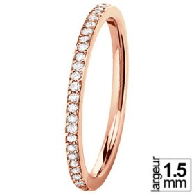 Alliance Diamant femme - Alliance Or rose et Diamant tour complet