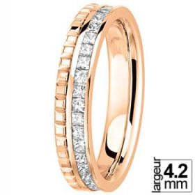 Alliance Diamant femme - Alliance Or rose et Diamant Princesse