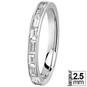 Alliance femme Or blanc diamant - Alliance Or blanc Diamant baguette