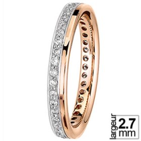 Alliance Diamant - Alliance de mariage Platine, Or rose et Diamant tour complet