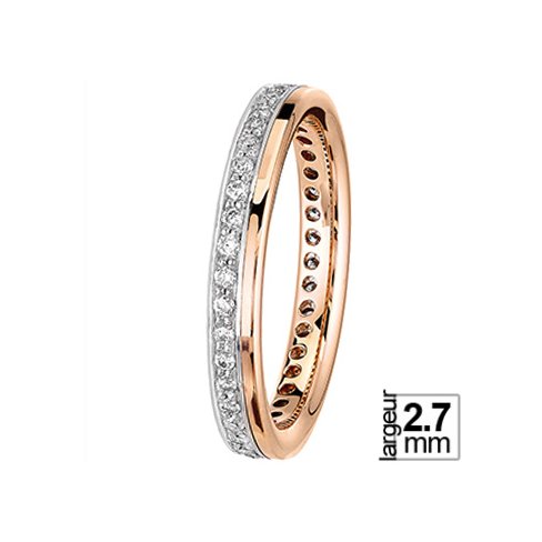 Alliance de mariage Platine, Or rose et Diamant tour complet Alliance de mariage Platine, Or rose et Diamant tour complet