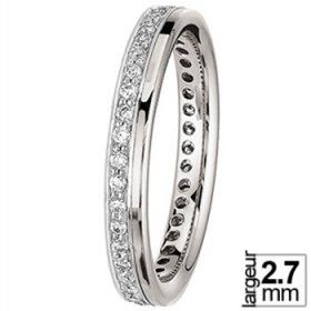 Alliance femme Or blanc diamant - Alliance Or blanc et Diamant tour complet