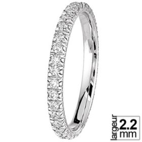 Alliance Diamant femme - Alliance femme Or blanc Diamant tour complet