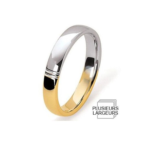 Alliance Or jaune et Platine demi-jonc - 04031118K - Boutique Alliance