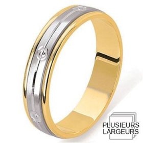 Alliance homme Or blanc - Alliance de mariage 2 Ors 750