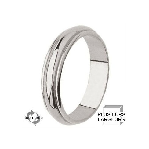 Alliance Or blanc anneau central bombé - 04031014G Alliance Or blanc anneau central bombé - 04031014G