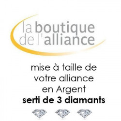 Mise à taille d'alliance de mariage en Argent serti de 3 diamants- MAT3990