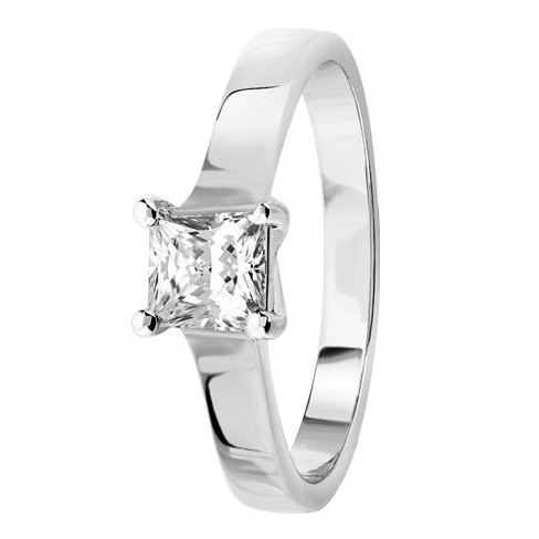 Bague solitaire diamant princesse serti 4 griffes Bague solitaire diamant princesse serti 4 griffes