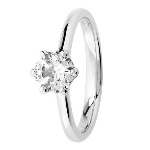 Bague solitaire diamant serti 6 griffes en Platine Bague solitaire diamant serti 6 griffes en Platine