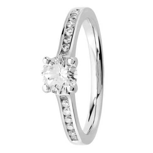 Bague solitaire diamant accompagné en Platine Bague solitaire diamant accompagné en Platine