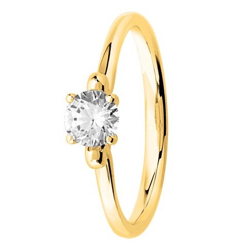 Bague solitaire diamant rond serti 4 griffes en Or Jaune Bague solitaire diamant rond serti 4 griffes en Or Jaune