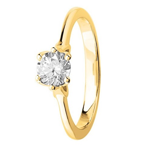 Bague solitaire diamant brillant en Or jaune 750 millièmes Bague solitaire diamant brillant en Or jaune 750 millièmes