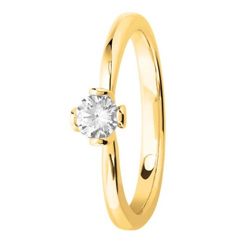 Bague solitaire diamant couronne 4 griffes en Or jaune Bague solitaire diamant couronne 4 griffes en Or jaune