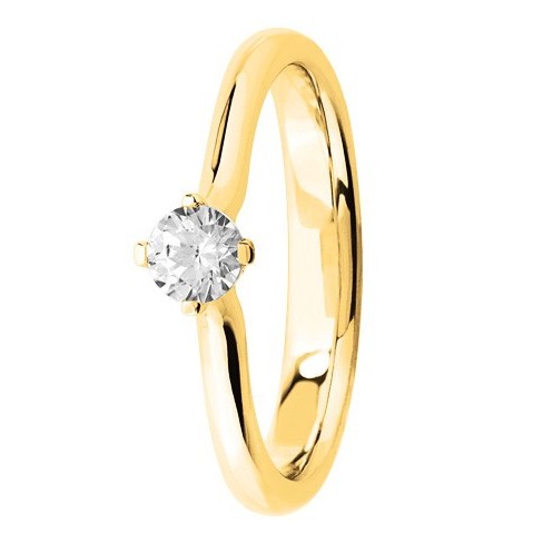 Bague solitaire diamant blanc serti 4 griffes en Or jaune Bague solitaire diamant blanc serti 4 griffes en Or jaune