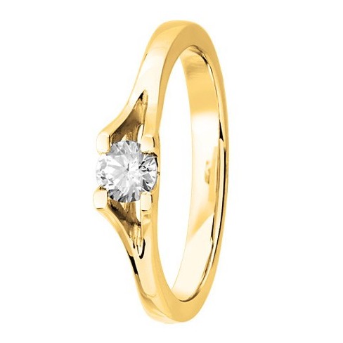 Bague solitaire diamant serti 4 griffes en Or jaune Bague solitaire diamant serti 4 griffes en Or jaune