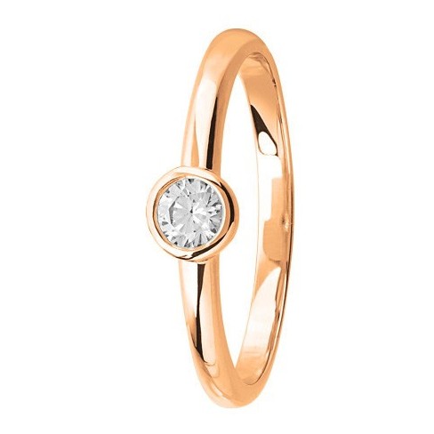 Bague solitaire diamant serti clos en Or rose Bague solitaire diamant serti clos en Or rose