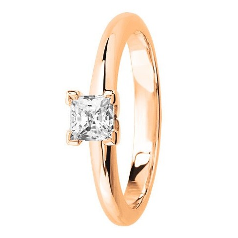 Bague solitaire diamant serti 4 griffes en Or Rose Bague solitaire diamant serti 4 griffes en Or Rose
